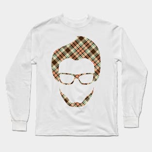 Plaid Head Silhouette Long Sleeve T-Shirt